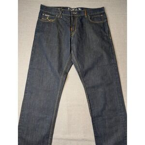 LRG Olde English Mens Dark Wash Straight Leg Denim Jeans Blue Size 40